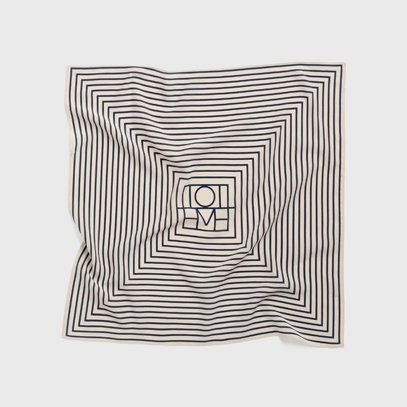 TOTEME San Remo Monogram Silk Scarf in Creme / Navy - Picture 1 of 7